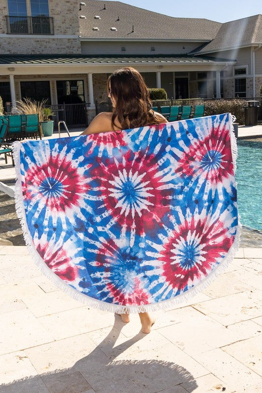 Patriotic Tie Dye Oversized Beach Towel Julia Rose