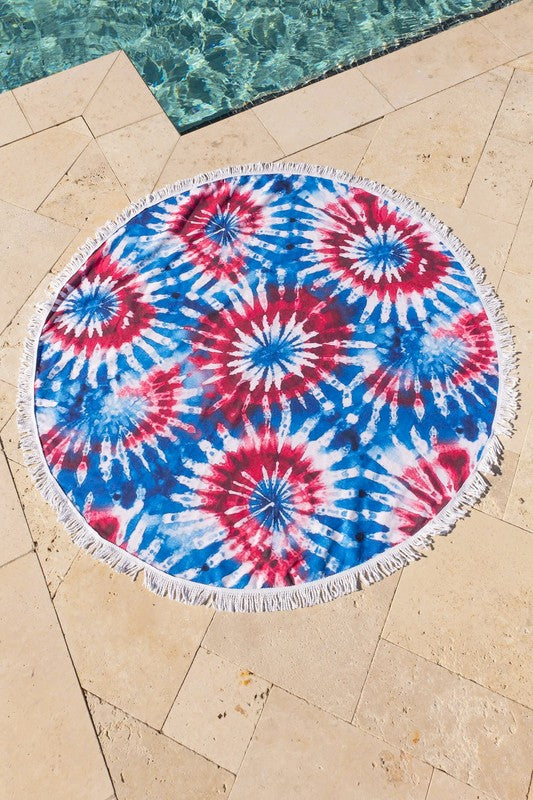 Patriotic Tie Dye Oversized Beach Towel Julia Rose