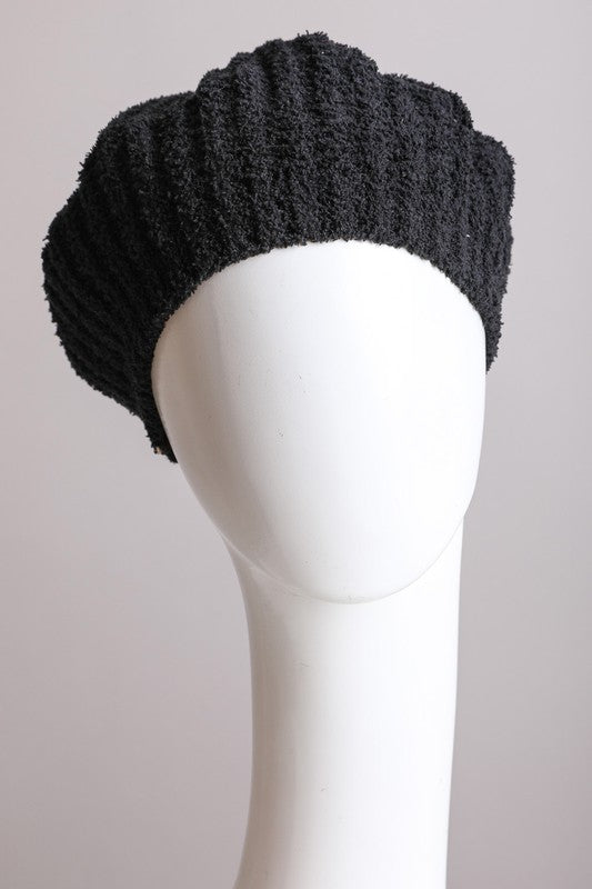 Boucle Rib Knit Beret Leto Accessories