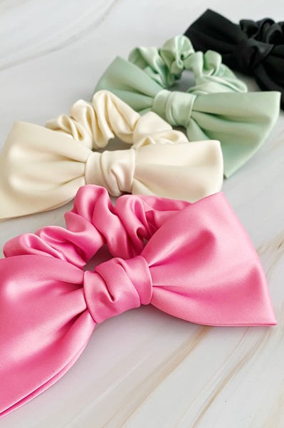 Satin Bow Tie Hair Scrunch Ellison and Young