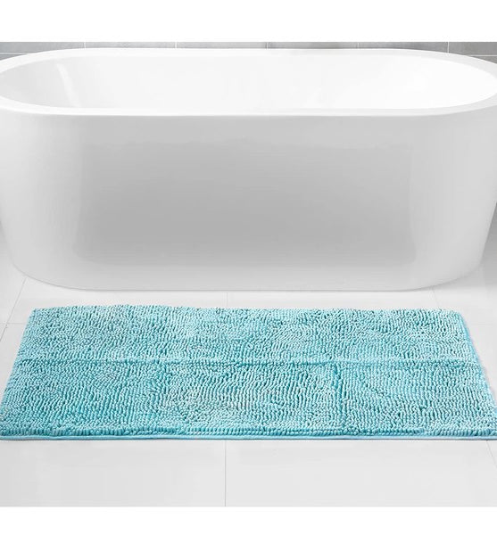 Blue Chenille Bath Mat Soft Bathroom Rug Home Mart Goods
