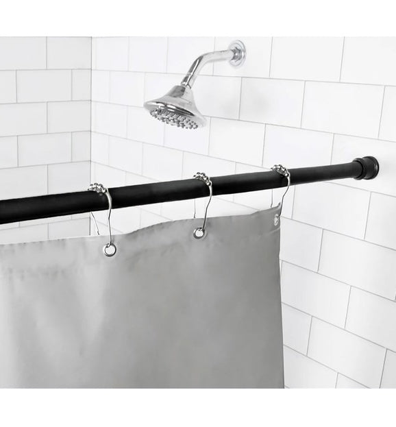 Black Adjustable Tension Curtain Rod 41-76 inches Home Mart Goods