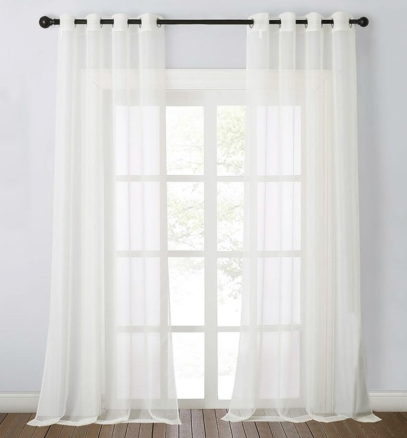 Beige Sheer Window Grommet Curtain Set Home Mart Goods