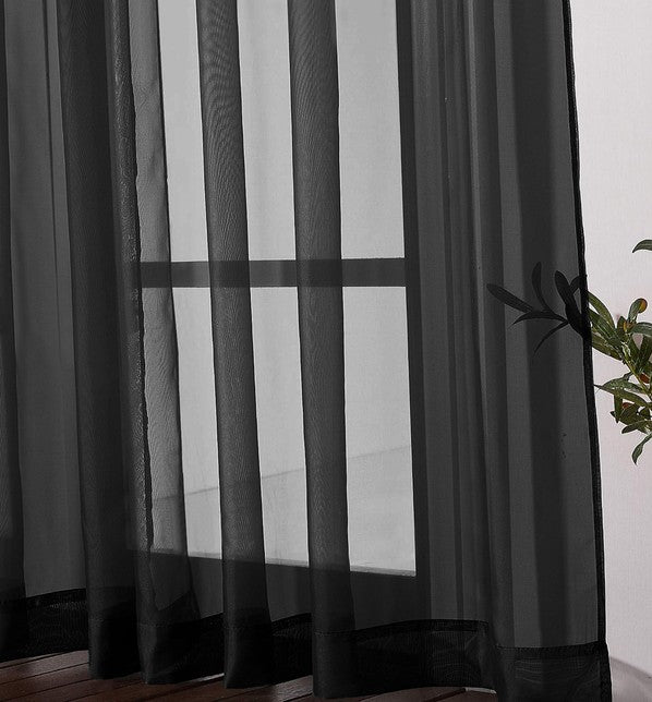 Black Sheer Window Grommet Curtain Set Home Mart Goods