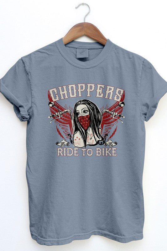 Choppers Ride to Bike, Garment Dye Tee Rebel Stitch