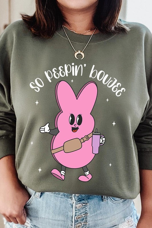 Peepin Tumbler Bunny Graphic Fleece Sweatshirts Color Bear