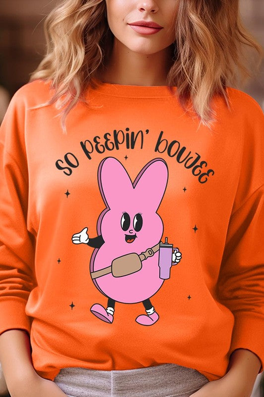 Peepin Tumbler Bunny Graphic Fleece Sweatshirts Color Bear