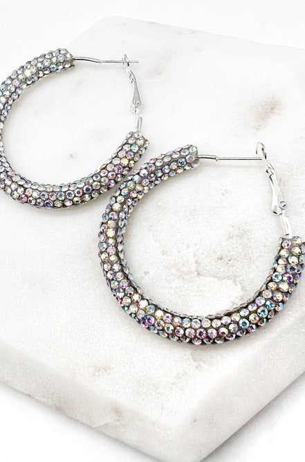 Silver Iridescent Glitter Hoop Earrings Baubles by B