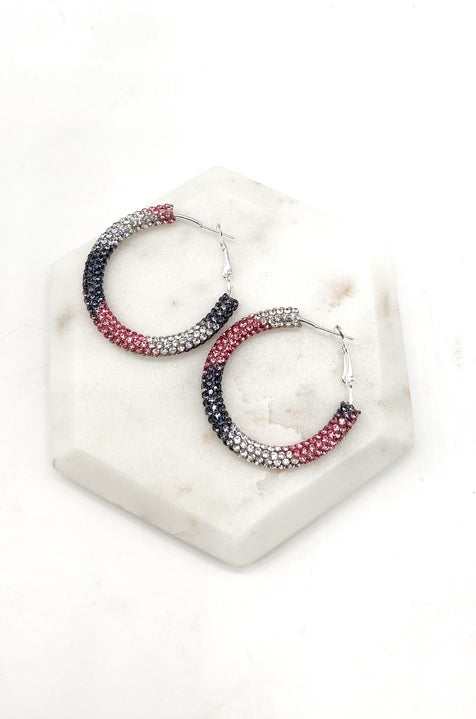 Black Pink Silver Glitter Hoop Earrings Baubles by B