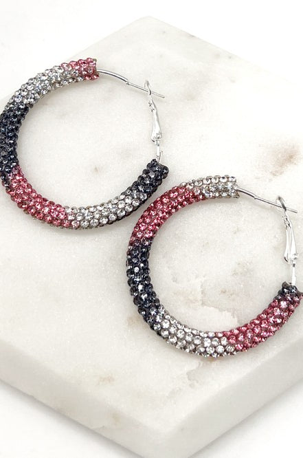 Black Pink Silver Glitter Hoop Earrings Baubles by B
