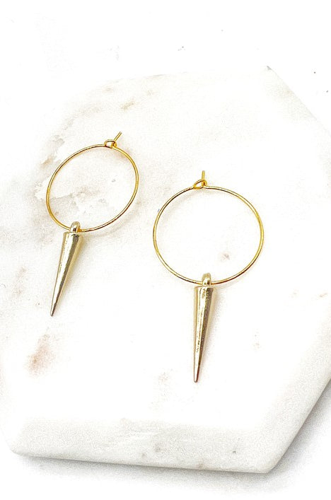 Gold Spike Hoop Metal Earrings Baubles by B