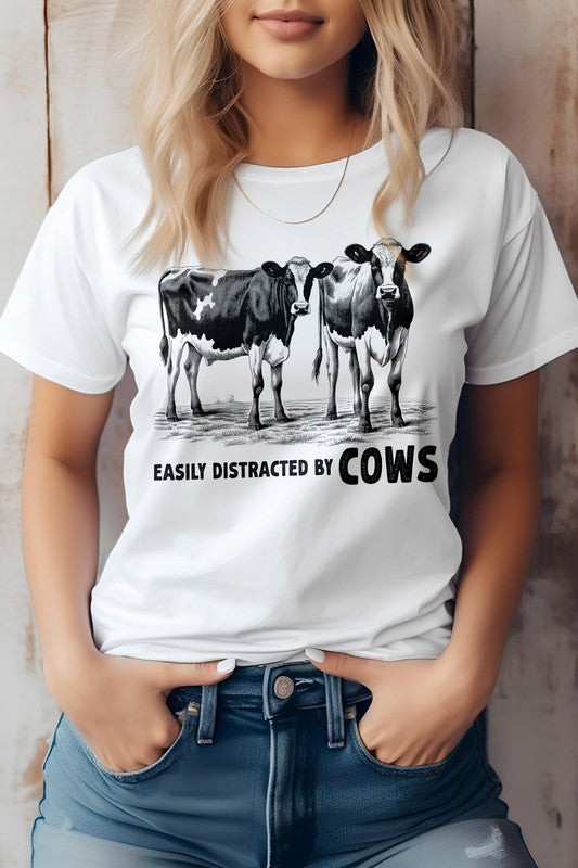 Easily Distracted By Cows, Farm Graphic Tee Rebel Stitch