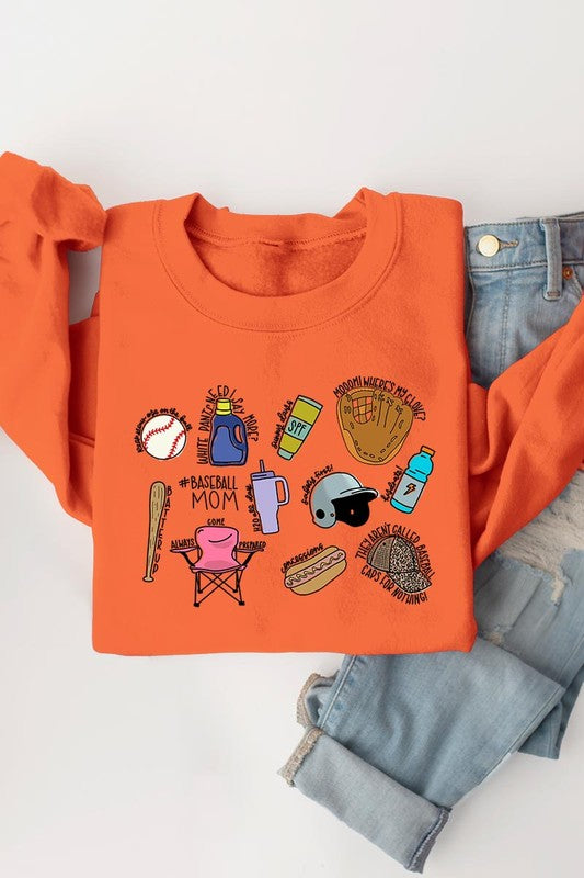 Baseball Mom Essentials Graphic Fleece Sweatshirts Color Bear