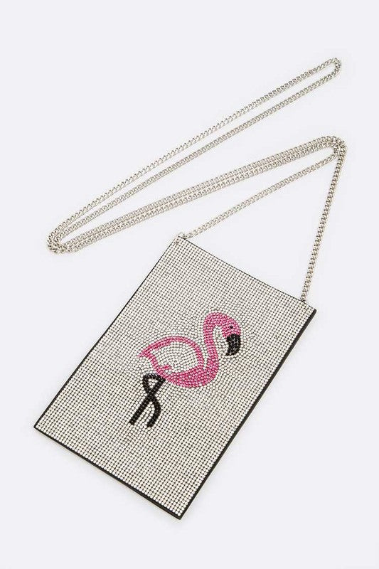Flamingo Rhinestone Phone Pouch Swing Bag LA Jewelry Plaza