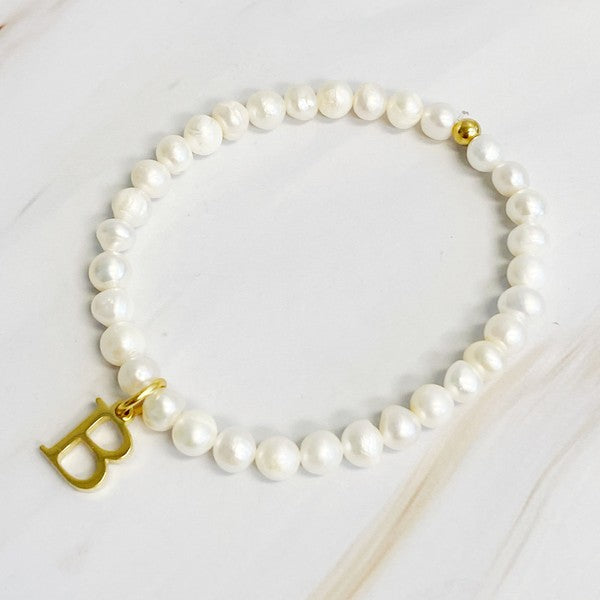 Freshwater Pearl Initial Charm Bracelet Ellison and Young