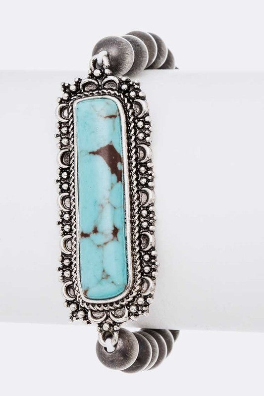 Compressed Stone Navajo Beads Stretch Bracelet LA Jewelry Plaza