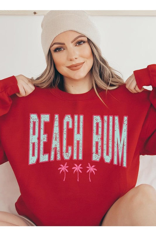 Beach Bum Oversized Graphic Fleece Sweatshirts Color Bear