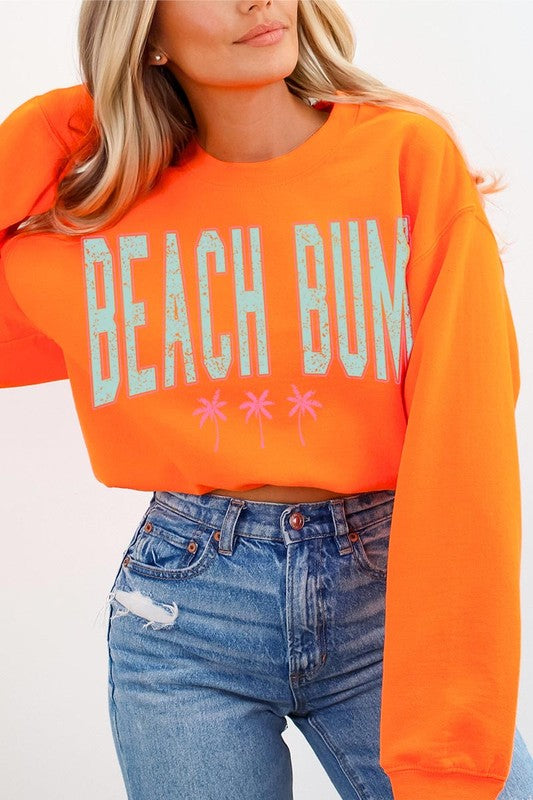 Beach Bum Oversized Graphic Fleece Sweatshirts Color Bear