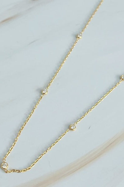 Dainty Bezeled Sparkle Necklace Ellison and Young