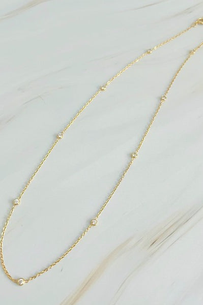 Dainty Bezeled Sparkle Necklace Ellison and Young