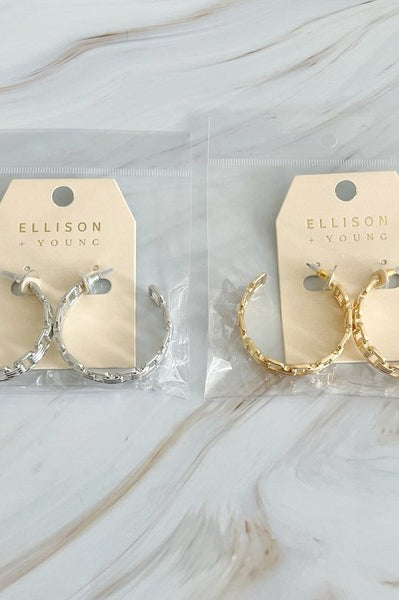 Linked Golden Hoop Earrings Ellison and Young