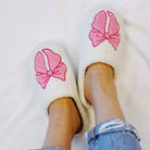 Pink Lounge Bow Cozy Slippers Ellison and Young