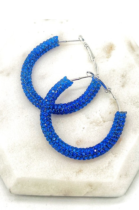 Royal Blue Glitter Hoop Earrings Independence Day Baubles by B