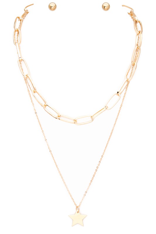 Star Pendant Mix Chain Layer Necklace Set LA Jewelry Plaza