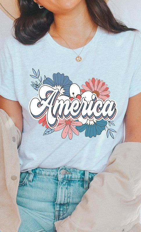Floral America Graphic T Shirts Color Bear