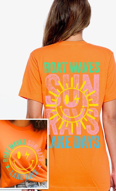 Boat Waves Sun Rays Lake Days Graphic T Shirts Color Bear