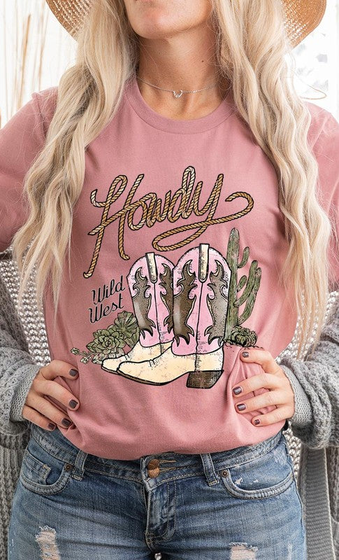 Howdy Cowgirl Boots Graphic T Shirts Color Bear