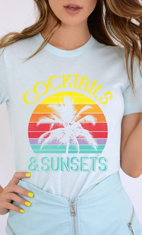 Cocktails & Sunsets Graphic T Shirts Color Bear