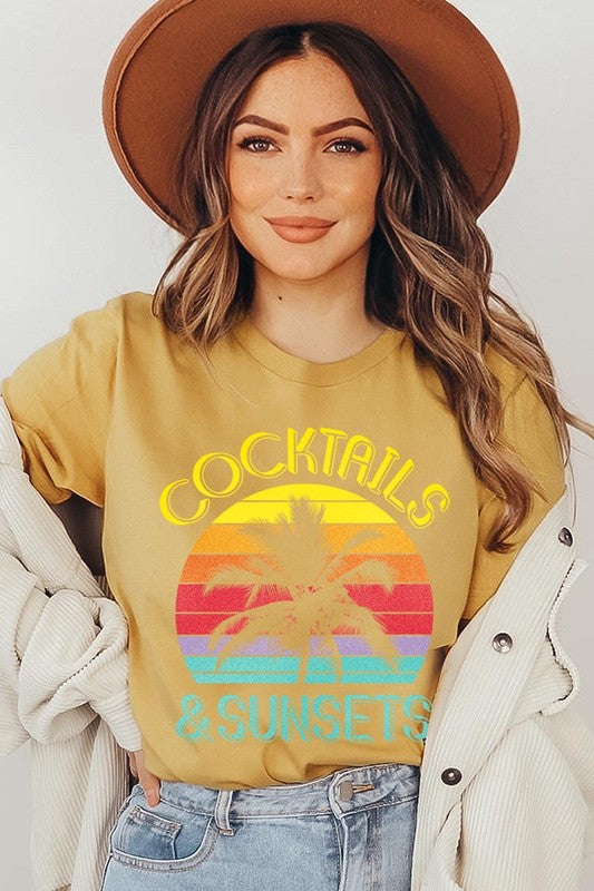 Cocktails & Sunsets Graphic T Shirts Color Bear