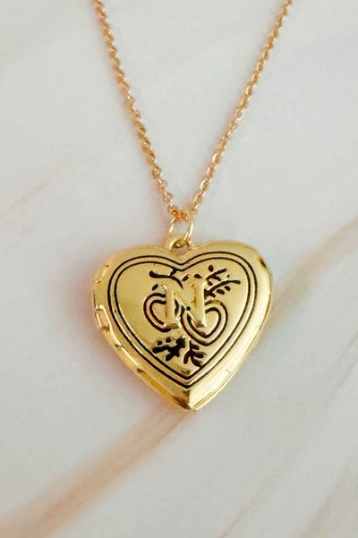 Nostalgic Heart Initial Open Locket Necklace Ellison and Young