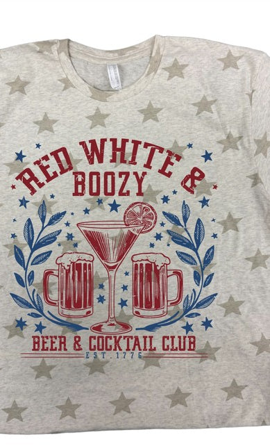 Stars Red White and Boozy Beer Graphic Tee Ocean and 7th