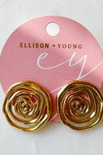 Oh My Gold Swirl Stud Earrings Ellison and Young