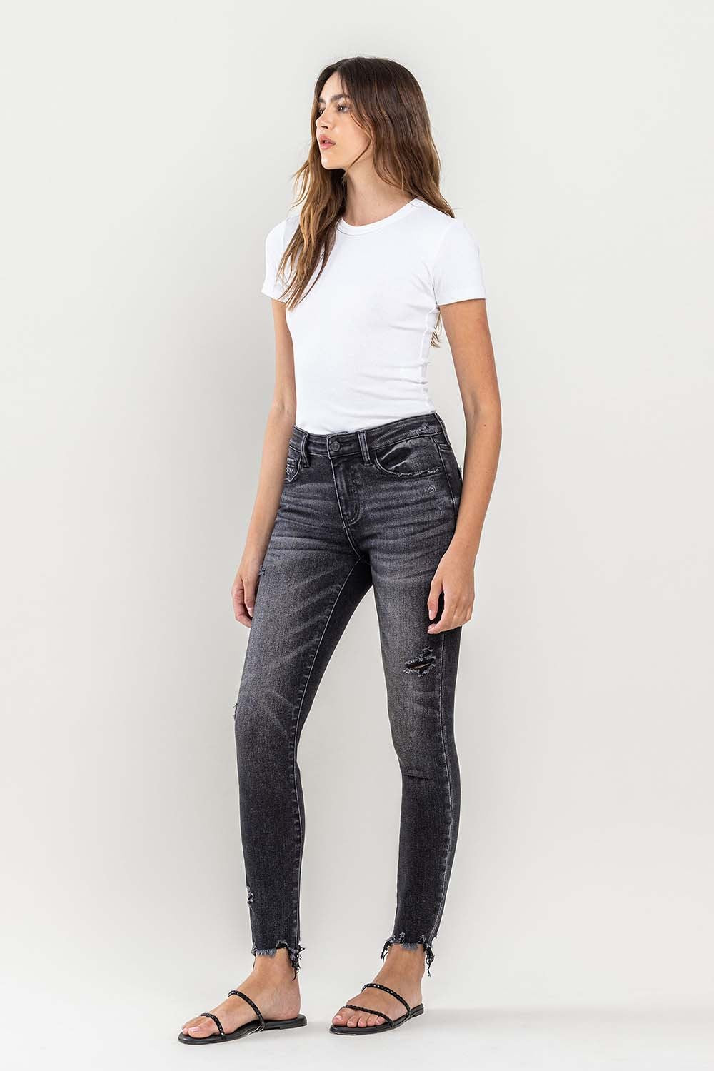 Lovervet Raw Hem Cropped Skinny Jeans Trendsi