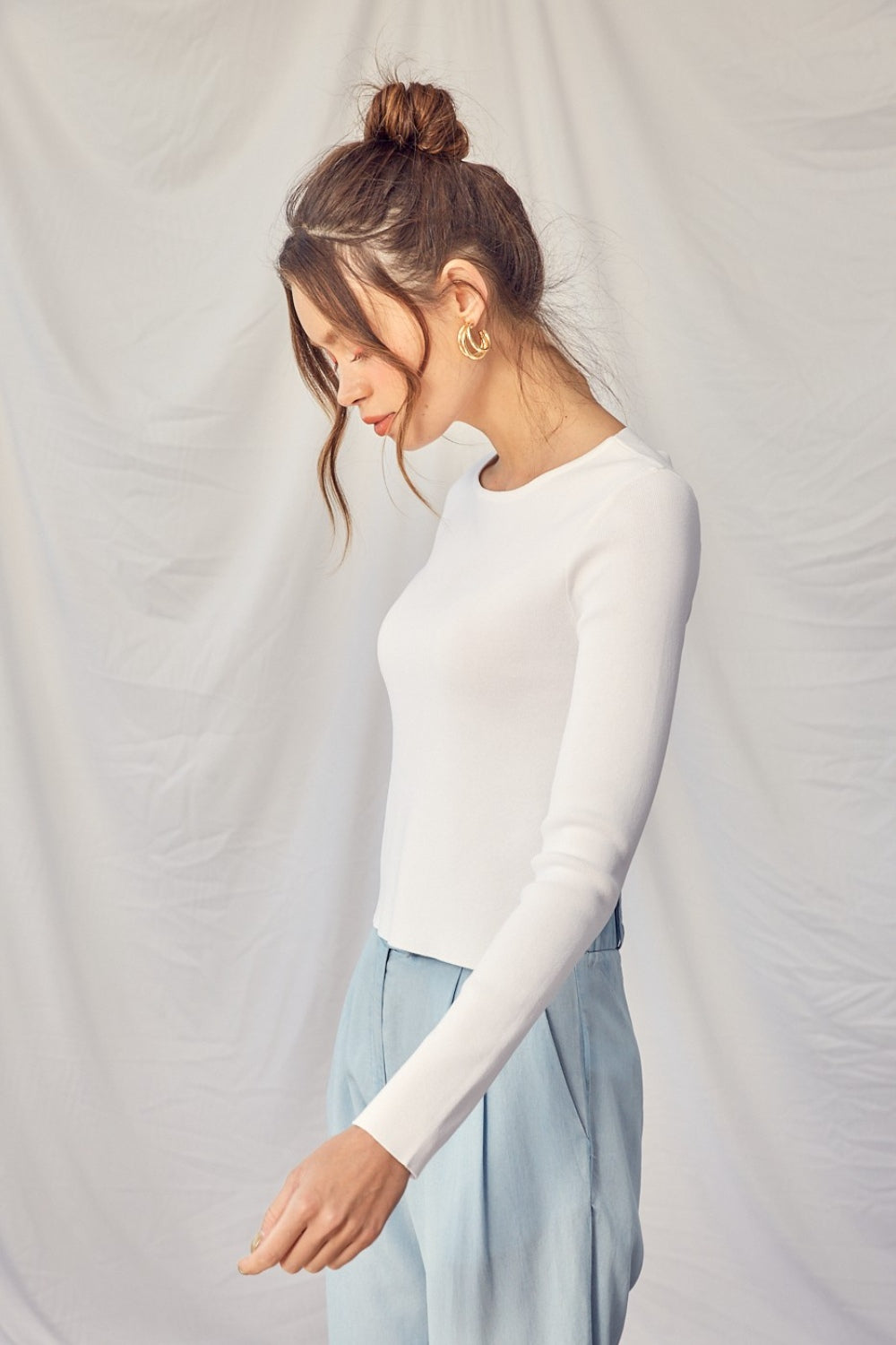 Idem Ditto Twisted Backless Long Sleeve Knit Top Trendsi