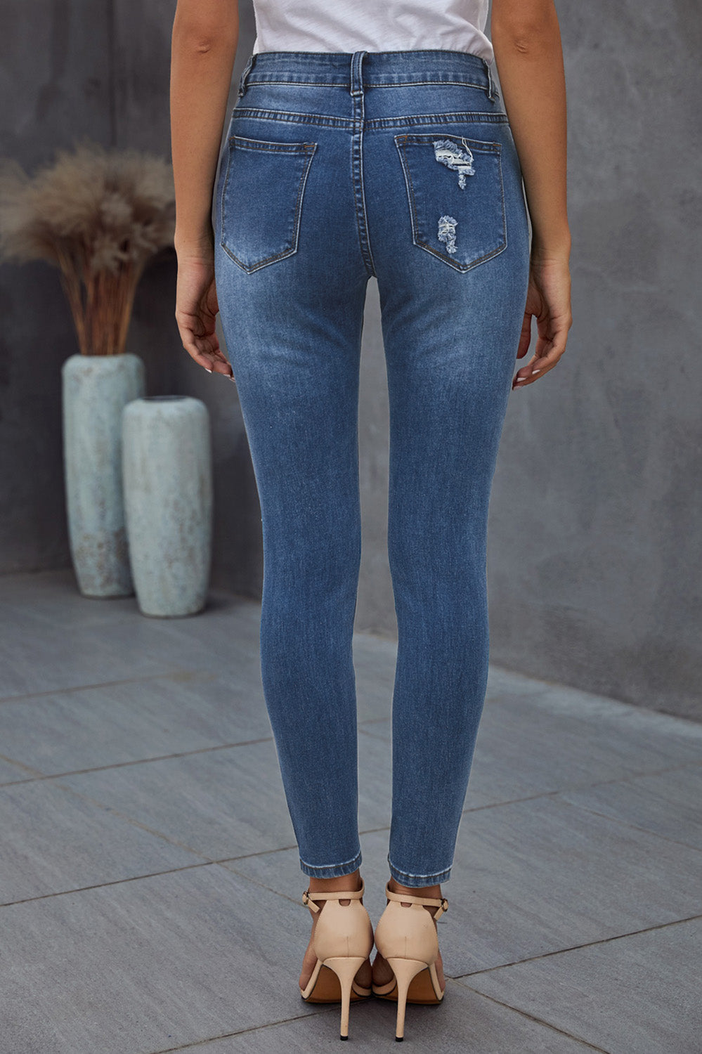 Baeful Vintage Skinny Ripped Jeans Trendsi