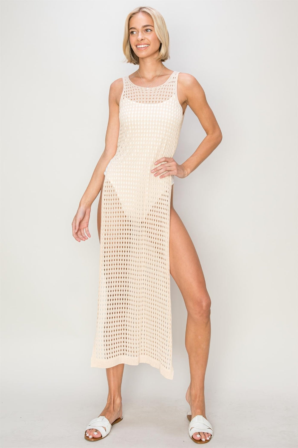 HYFVE Crochet Backless Cover Up Dress Trendsi