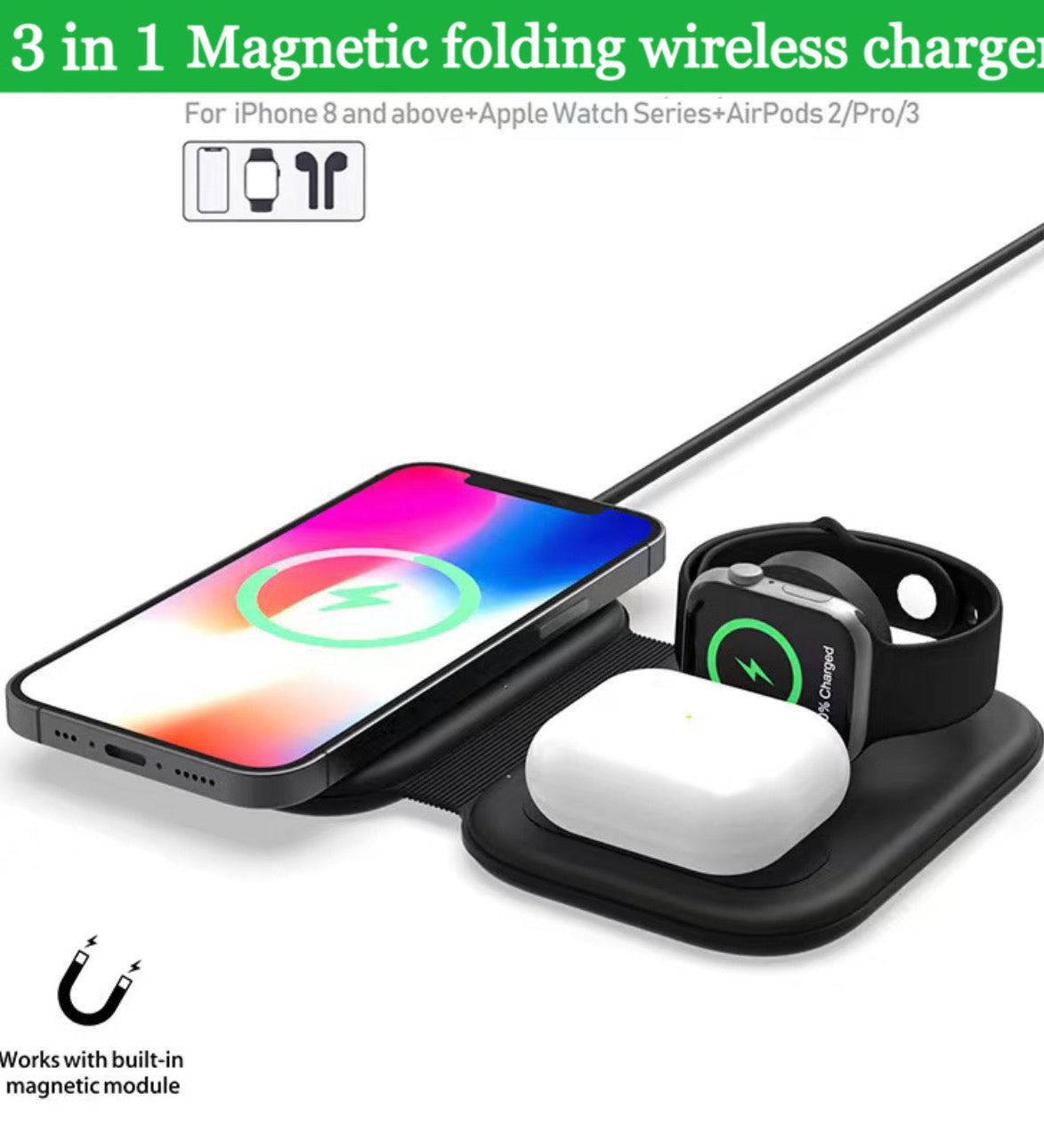 3 in 1 Foldable Magnetic Wireless Charger Top-Up - Smart charging solutions