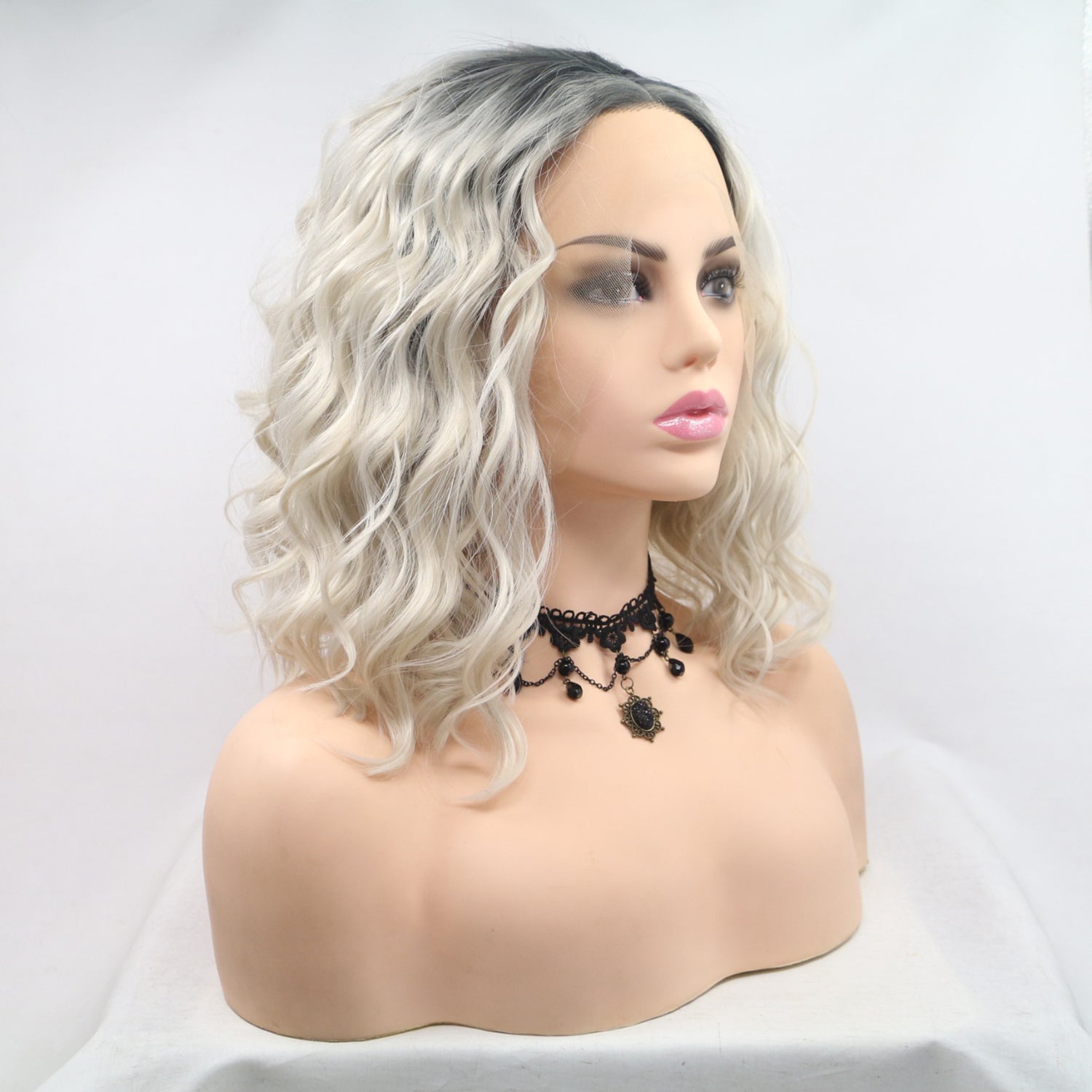 13*3" Lace Front Wigs Synthetic Mid-length Wavy 12" 130% Density Trendsi