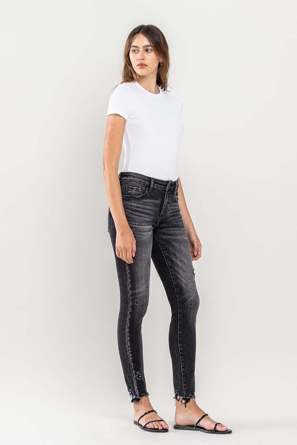 Lovervet Raw Hem Cropped Skinny Jeans Trendsi