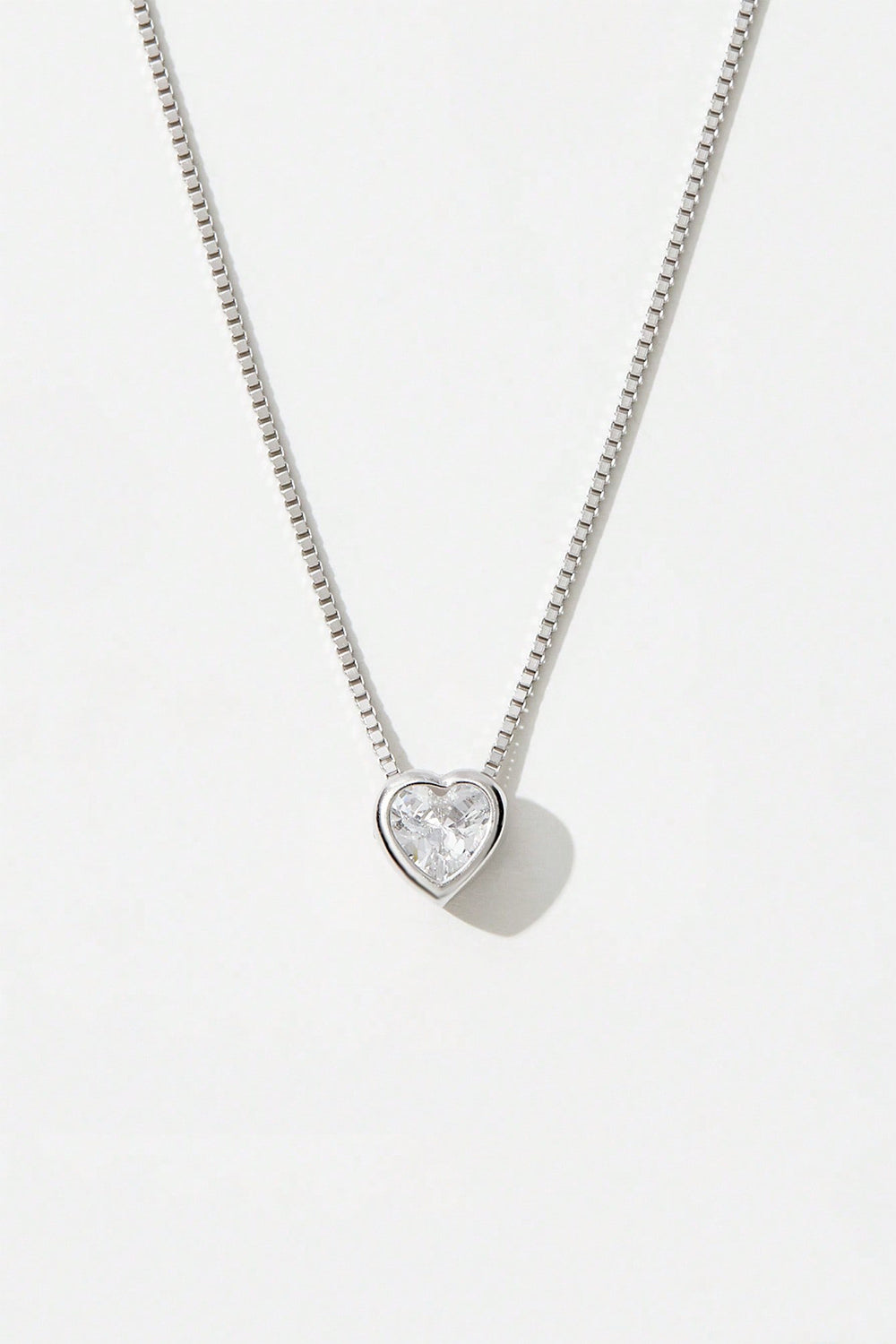 925 Sterling Silver Inlaid Zircon Heart Pendant Necklace Trendsi