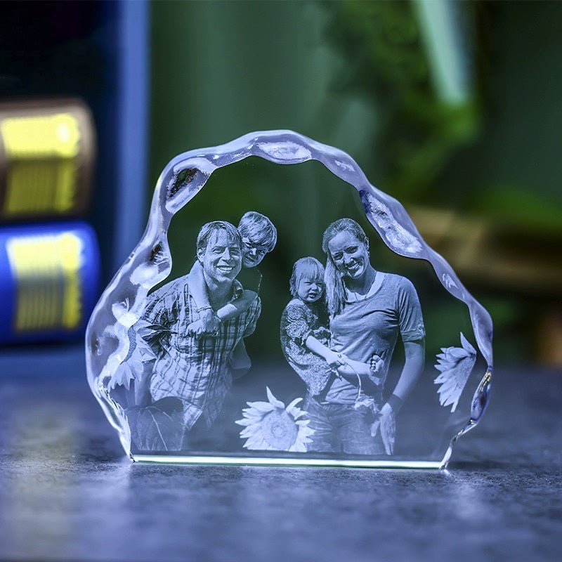 3D Photo Engrave Customized Crystal Iceberg Horizontal Desktop Ornament Prismuse