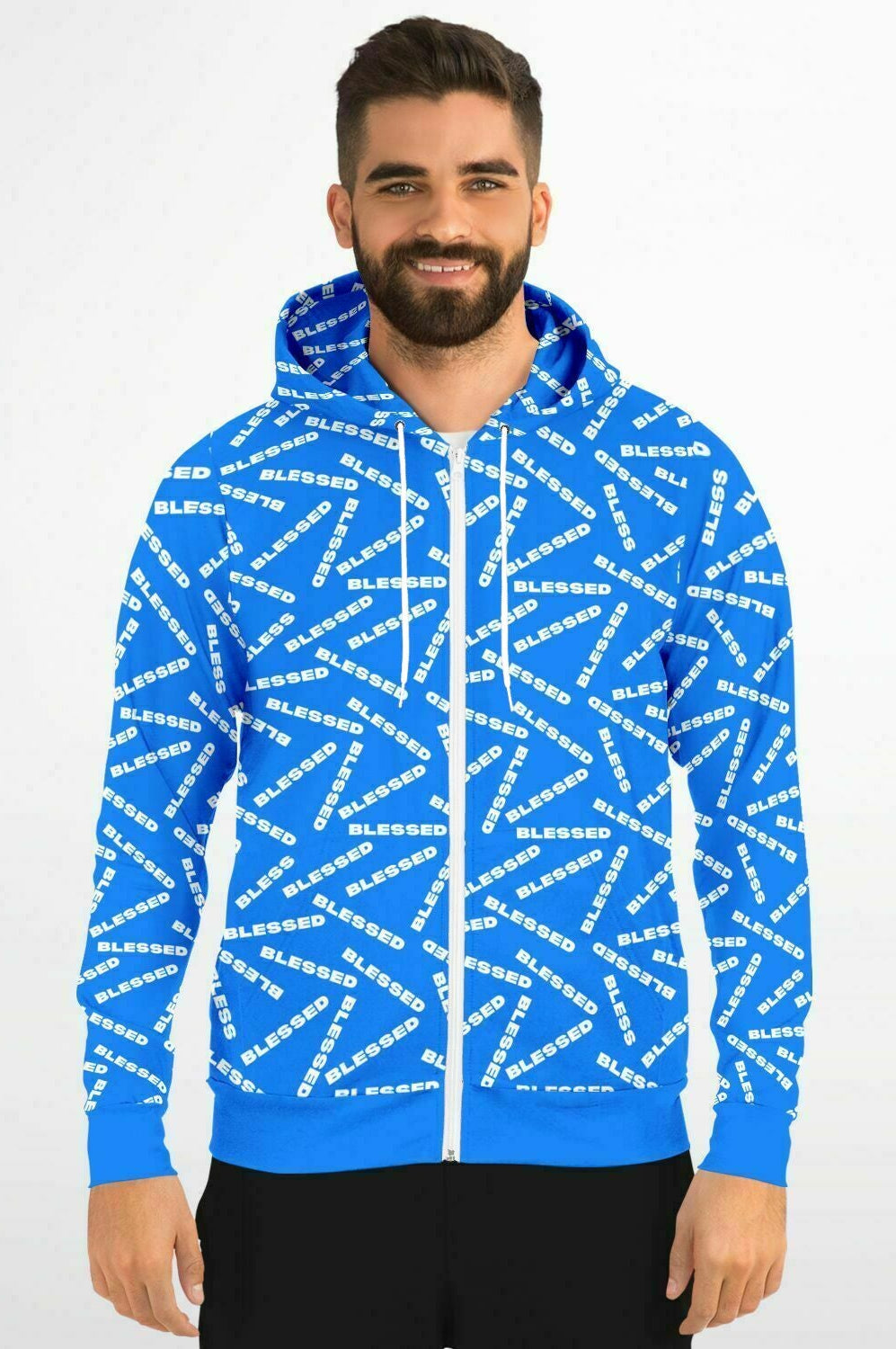 BLESSED Blue Fashion Zip-Up Hoodie Get Blessed Now