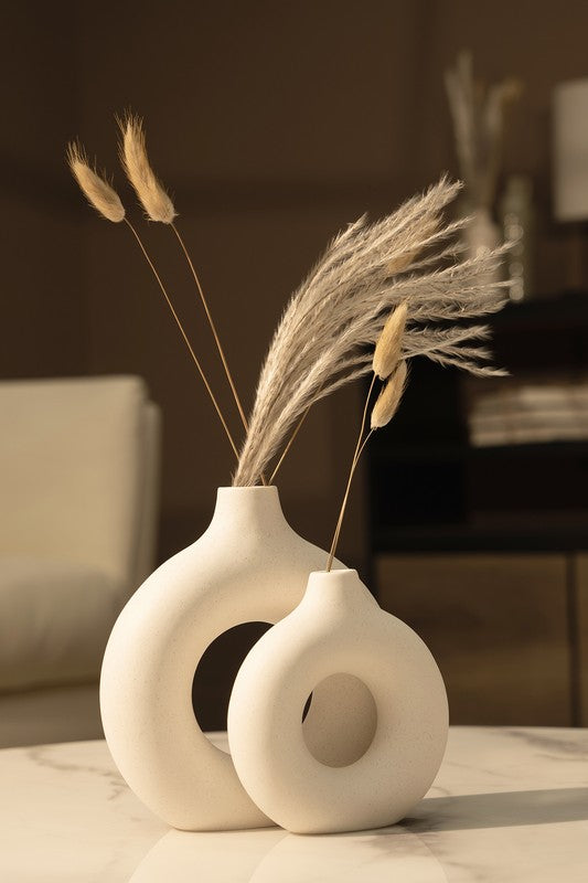 Modern Ceramic Vase Round Shape - 2 pcs/set ReeVe