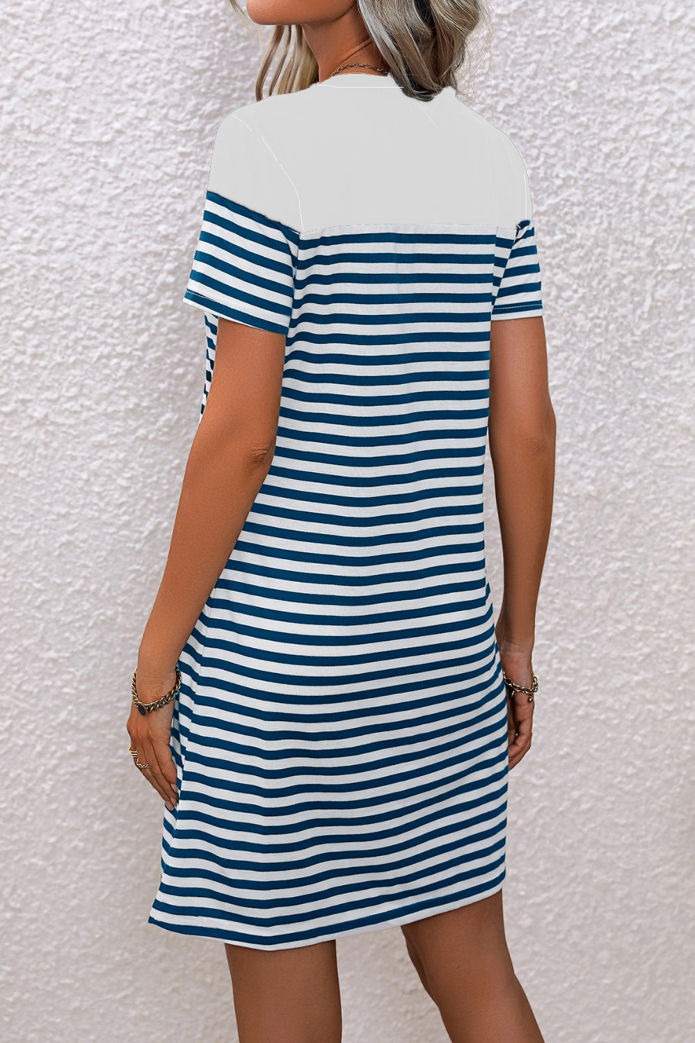 Striped Round Neck Short Sleeve Mini Tee Dress Casual Chic Boutique
