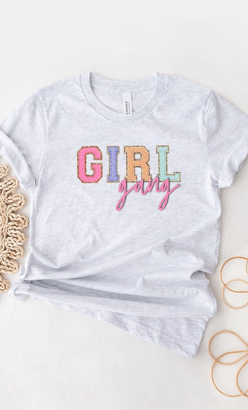 Girl Gang Faux Chenille Letters PLUS Graphic Tee Kissed Apparel