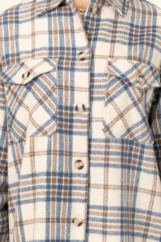 For Myself Checkered Print Button-Front Top HYFVE